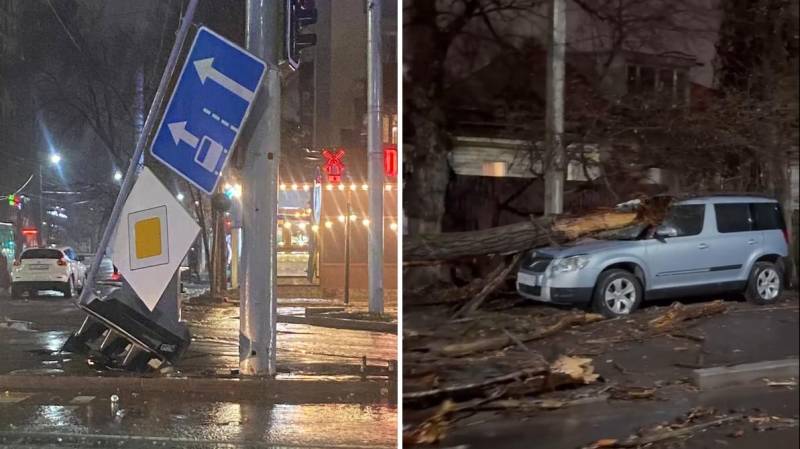 Тринадцать машин пострадали от урагана в Алматы