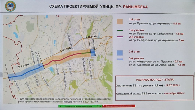 Строительство BRT на Райымбека в Алматы перенесли на апрель 2025 года